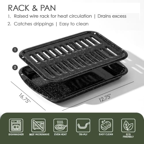 Broiler Pan & Roasting Rack Set Griddle Pan,Oven Safe Tray with Slotted Rack Grill Pan for Healthy Oven Meals Heat Resistant PFOA & PTFE Free Dishwasher Safe - Image 8