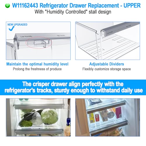 ALVAR W11162443 Refrigerator Crisper Drawer For Whirlpool Fridge Drawer - Image 4