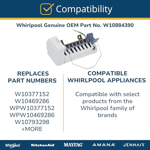 Whirlpool W10884390 Genuine OEM Refrigerator Ice Maker Assembly Replacement Part - Replaces W10377152, W10469286, WPW10377152, WPW10469286 and W10793298 - Image 6