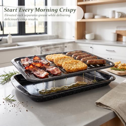 Broiler Pan & Roasting Rack Set Griddle Pan,Oven Safe Tray with Slotted Rack Grill Pan for Healthy Oven Meals Heat Resistant PFOA & PTFE Free Dishwasher Safe - Image 6