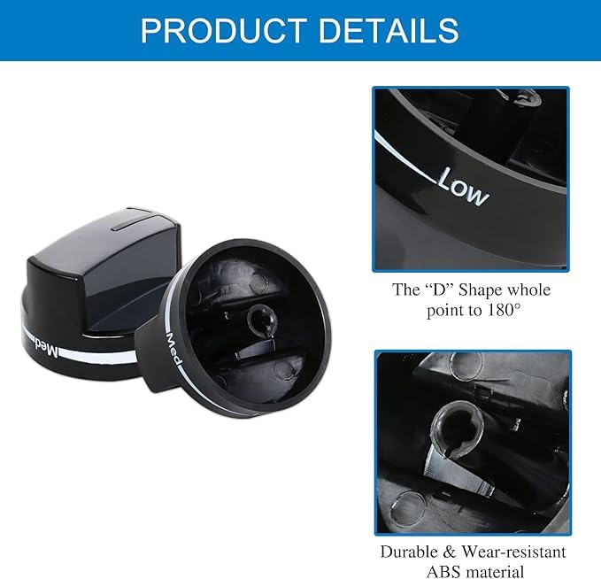 W10339442 Gas Stove Knob, Black Whirlpool Stove Parts Replacements fit for Whirlpool Range/Stove/Oven WPW10339442 PS3507188 (1 Pack) - Image 6