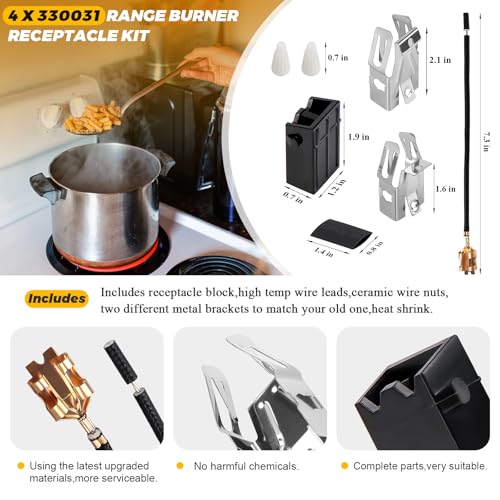 2026 MP22YA Electric Range Burner Element Unit Set with 330031 Range Burner Receptacle Kit & 5304430149 5304430150 Porcelain Drip Pan Set for Frigidaire Whirlpool Kenmore Maytag Range Oven - Image 6