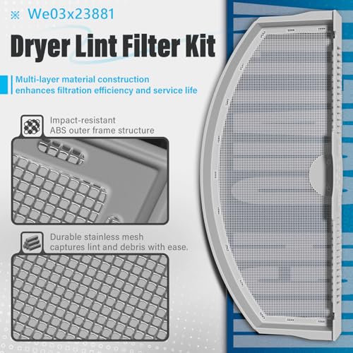 Drfilty WE03X23881 Dryer Lint Trap Screen Filter Replacement for GE Dryers, Compatible with GTD65EBSJ3WS, GTD33EASK0WW, GTD42EASJ2WW, GTD42GASJ2WW, GTD45EASJ2WS Replaces PS11763056 with Cleaning Brush - Image 4