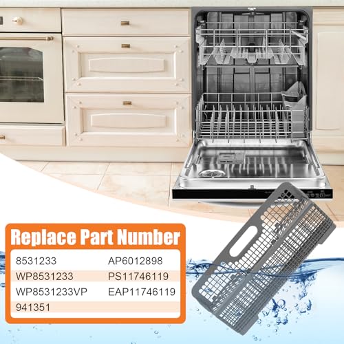 UPGRADED 8531233 WP8531233 Dishwasher Silverware Basket For Whirlpool Kenmore Kitchenaid Dishwasher Silverware Basket Replacement Kitchen Aid Dishwasher Utensil Basket Universal Holder Dishwasher Rack - Image 3