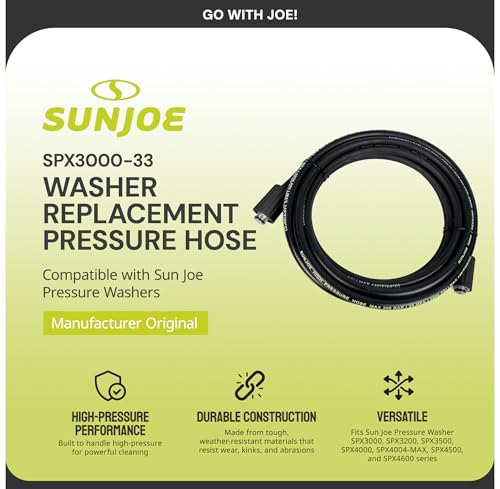 Sun Joe SPX3000-33 Replacement Pressure Washer Hose for SPX3000 Series, SPX3200, SPX3500, SPX4000 Series, SPX4004-MAX, SPX4500, and SPX4600 Series, Manufacturer Original - Image 7