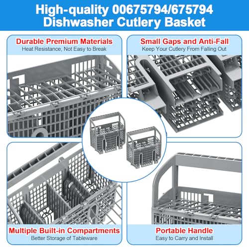 00675794 Cutlery Basket For Bosch Dishwasher Silverware Basket 675794,Gray - Image 6