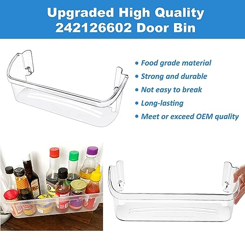2 Pack UPGRADED 242126602 Refrigerator Door Bin Shelf Replacement for Frigidaire Electrolux Refrigerator Door Shelf Bin Bottom 2 Shelves - Side Shelf Rack Parts AP6278233 PS12364199 4547407 - Image 8