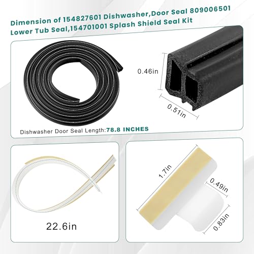 Dishwasher Door Seal Gasket fit for Frigidaire Gallery Kenmore Sears Electrolux Dishwasher Replacement Parts,Kit Includes Door Gasket 154827601,Lower Seal 809006501,Splash Shield 154701001 prime&swift - Image 3