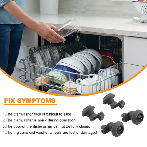 Upgraded 154522902 Dishwasher Dishrack Roller Wheels Replacement Parts for Frigidaire Dishwasher Rack Upper Roller 5304535380 Rack Parts Frigidaire Kenmore Dishwasher Roller Basket Top Wheels 4Pcs - Image 8