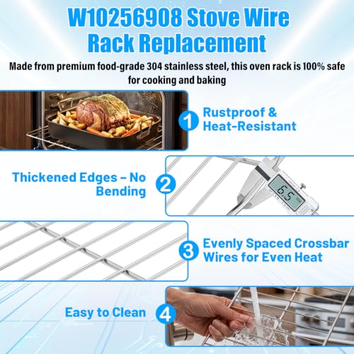 UPGRADED W10256908 Oven Rack For Whirlpool Oven Racks Replacements Range Stove Rack for Amana Kitchenaid Maytag Oven Racks Parts W11520287 W10268578 W10179196 Replacement Oven Racks 24" x 15.75" - Image 8