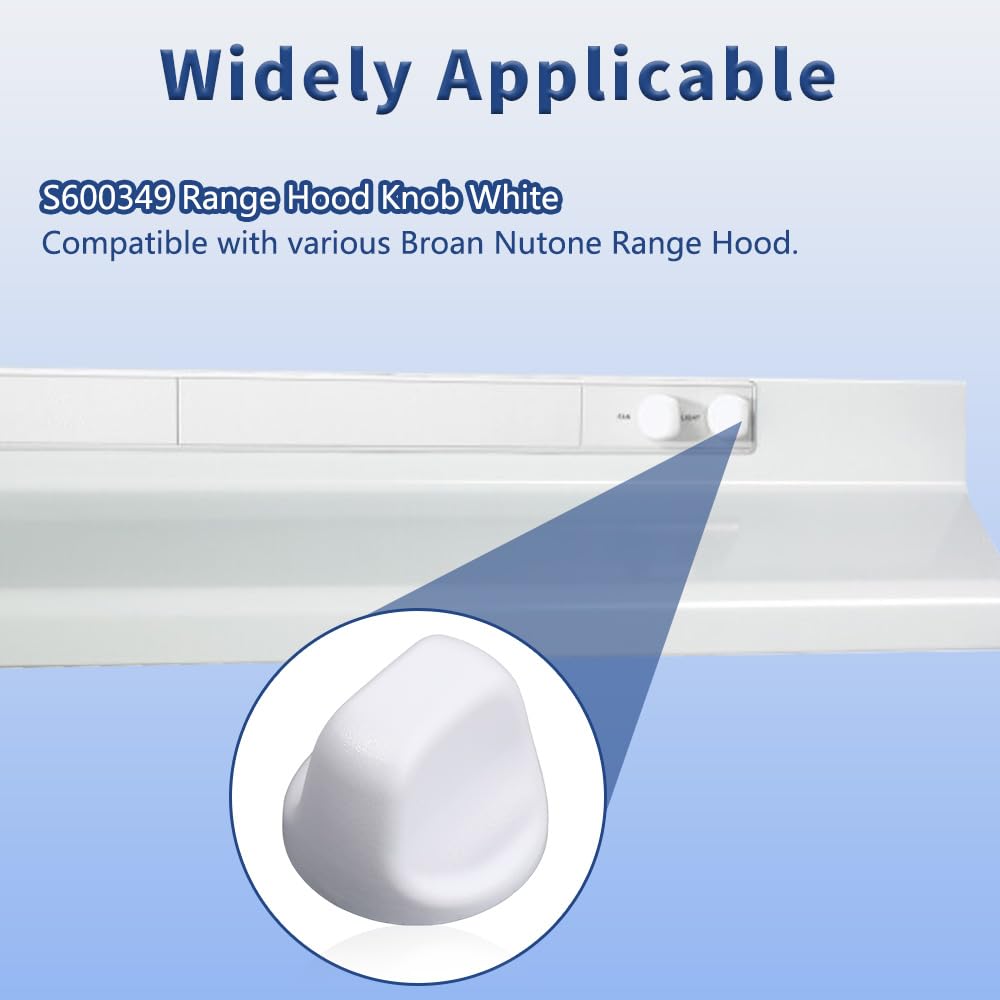 Reyhoar Upgraded 2Pcs S600349 Range Hood Knob, S99360233 Vent Hood Fan Control Knob Replacement Part fit for Broan Nutone, White - Image 3