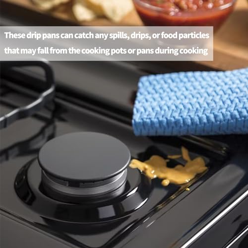 Upgraded Drip Pans Replacement for GE Hotpoint Gas Stove Drip Tray WB34K10009 Right WB34K10010 Left GE Double Oven Burner Drip Pan Spectra Part Gas Drip Bowl Catch Range Cooktop Burner Black 1set - Image 7