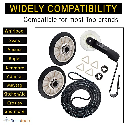 Seentech 4392065 Dryer Repair Kit with 341241 Dryer Belt 691366 Idler Pulley 349241T Drum Roller for Whirlpool Kenmore Maytag Dryers - Fits WED4815EW1 NED4655EW1 Replaces WP691366 AP3131942 AP3098345 - Image 4