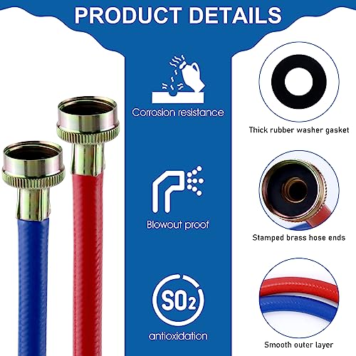 Washer Hoses 4FT,Rubber Washing Machine Hoses 3/4 Washer Machine Hoses 2 packs,Burst Proof Water Supply Lines for Hot and Cold Washer Water Hoses-by MIFLUS,10 YEARS WARRANTY - Image 6
