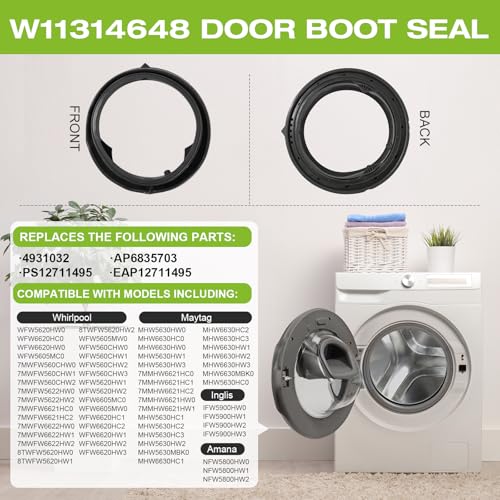 W11314648 Washer Door Boot Gasket Seal Parts Compatible with Whirlpool Washer Door Boot Seal W11314648 Front Load Washer Door Boot Seal Part-Replaces AP6835703, PS12711494, W10897390, 4931032 - Image 5