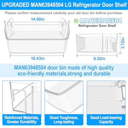 UPGRADED MAN63948504 Refrigerator Door Shelf Bin Compatible with LG Refrigerator Door Shelf Parts LMXS28626S LFXS26973S LFXC22526D MAN63948504 Kenmore LG Fridge Door Shelf Replacement Basket Shelves - Image 4