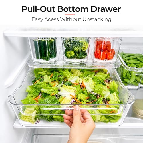 SMRCAD Clear Fridge Bins with Drain Trays - BPA-Free PET, Stackable(6 Pack) - Image 6