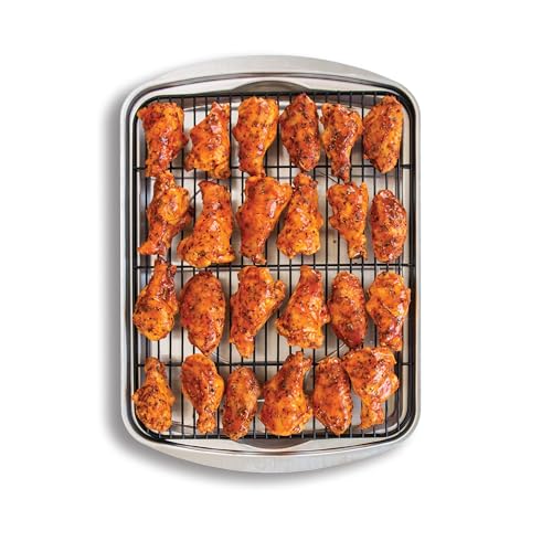 Nordic Ware Oven Crisp Baking Tray 2pc Set Includes Pan and Rack; Natural Aluminum For Air Frying, Crisping, Broiling, Baking; Cooking Surface 17 x 12 Inches