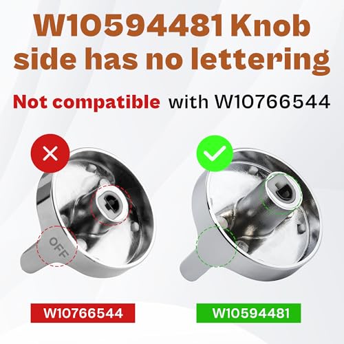 TOMOON 𝗦𝘁𝗮𝗶𝗻𝗹𝗲𝘀𝘀 𝗦𝘁𝗲𝗲𝗹 W10594481 Gas Range Stove Knobs - Image 6