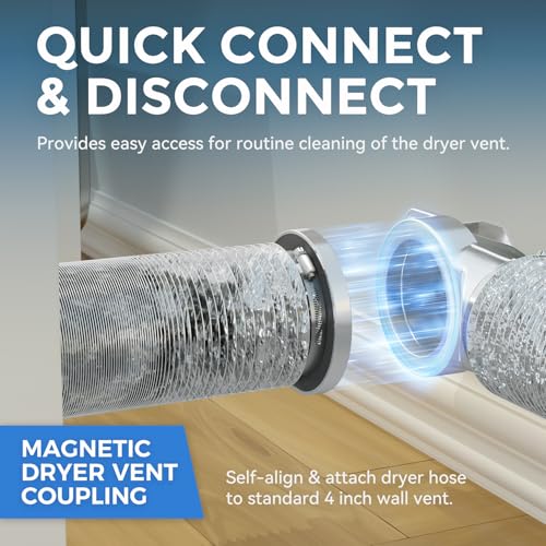 JEEVONY Magnetic Dryer Vent Coupling DV90 Airtight Seal Dryer Vent Connector Kit Easy to Clean Quick Connector Including a 2.6ft 4" Duct and two Clamps - Image 4