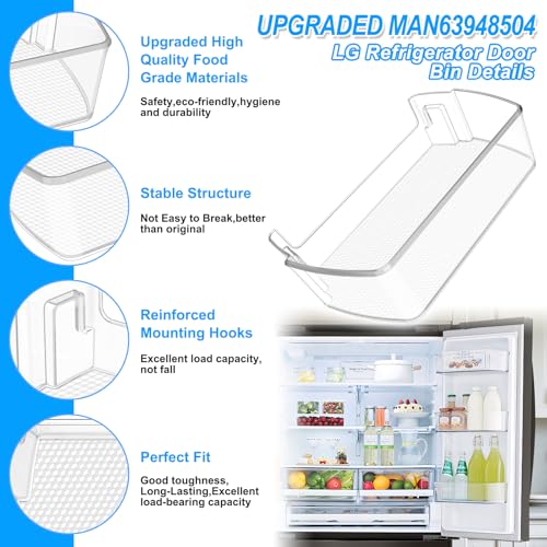 UPGRADED MAN63948504 Refrigerator Door Shelf Bin Compatible with LG Refrigerator Door Shelf Parts LMXS28626S LFXS26973S LFXC22526D MAN63948504 Kenmore LG Fridge Door Shelf Replacement Basket Shelves - Image 6