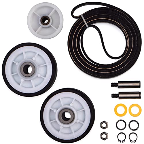 303373, Dryer Drum Support Roller Belt Idler Pulley Repair Kit for Maytag Dryer Parts Neptune Atlantis 3000 Series MDE6000AYW MDE5500AYW 5500 Washer and Dryer