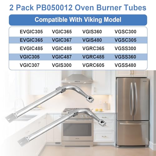 2 Pack PB050012 Oven Burner Tubes, Stainless Steel Oven Replacement Tube, Compatible With Viking Gas Burnner Models EVGIC305, EVGIC365, EVGIC485, VGIC305, Replace PB050009, AP5315675, 811319 - Image 8