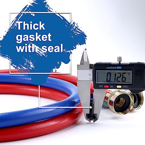 Washer Hoses 4FT,Rubber Washing Machine Hoses 3/4 Washer Machine Hoses 2 packs,Burst Proof Water Supply Lines for Hot and Cold Washer Water Hoses-by MIFLUS,10 YEARS WARRANTY - Image 8