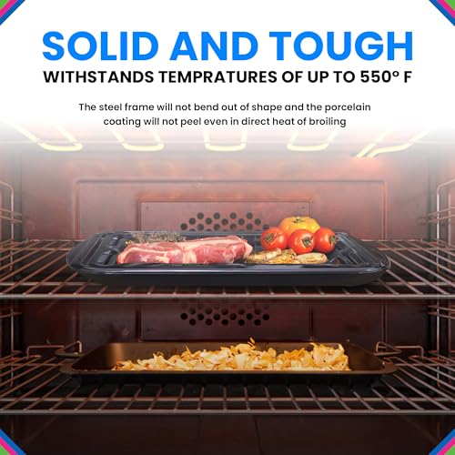 Broiler Pan for Oven Nonstick Porcelain Coated - 16.75” x 12.75” Whirlpool 4396923 Replacement Broiling Pan for Oven With Rack for High-Temperatures - Image 6