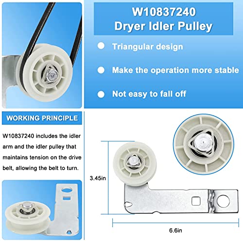 UPGRADED 4392067 Dryer Repair Kit with W10837240 Idler Pulley - Image 5