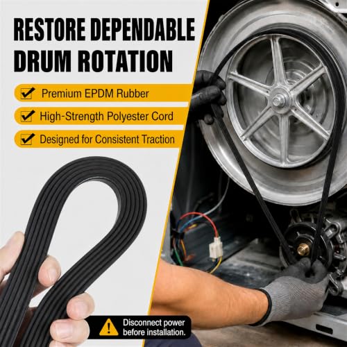 JZWON 6602-001655 Dryer Drum Drive Belt, 92-Inch x 5/16-Inch, 5-Rib 4-Groove Replacement for Select Samsung and Kenmore Dryers, Replaces 6602-001314, AP4373659, PS4133825 - Image 8