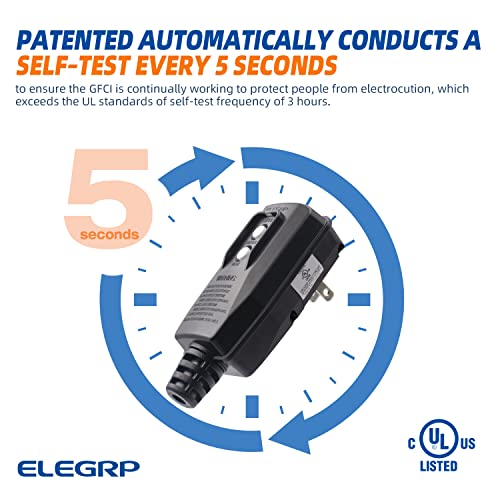 ELEGRP G1215PA2 G20PASR Patented Auto-Monitoring GFCI Replacement Plug Assembly, Auto Reset 15 Amp Non-Grounded 2 Wires 2-Prongs for Power Pressure Washer, Pool Pump, UL/CUL Listed, 1 Pack, Black - Image 7