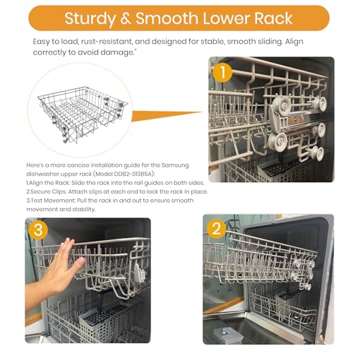 ใ๐ฎ๐ฌ๐ฎ๐ฒ ๐๐ฅ๐๐ง๐๐๐๐ใDishwasher DD82-01385B A/S Assembly-Middle Dishrack (20.5''W*20''D), Center Dishrack (With Dishrack Rollers) - Fit for Samsung Dishwasher Parts DW80R2031/DW80M2020US Series - Image 6