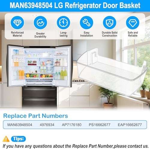 UPGRADED MAN63948504 Refrigerator Door Shelf Bin Compatible with LG Refrigerator Door Shelf Parts LMXS28626S LFXS26973S LFXC22526D MAN63948504 Kenmore LG Fridge Door Shelf Replacement Basket Shelves - Image 8