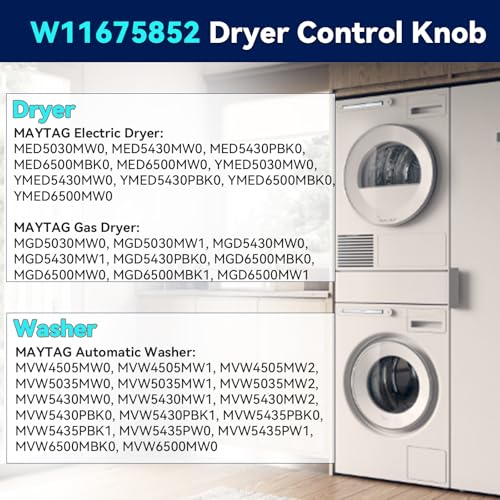 W11675852 Dryer Knob Replacement for Maytag, Large Dryer Control Knob Replacement Parts for Maytag Washer Dryer Timer Knob, Replaces W11328381 - Image 8