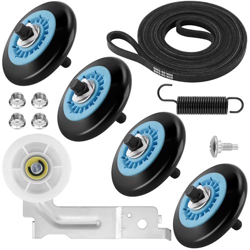 Sikawai DC97-16782A Dryer Parts Fit for Samsung Dryer Roller Replacement kit DV45H7000EW/A2 DV42H5000EW/A3 Includes DC97-16782A Dryer Roller 6602-001655 Dryer Belt DC93-00634A Idler Pulley