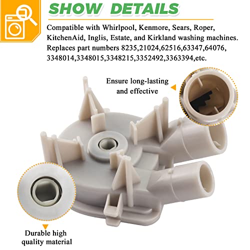 Techecook 3363394 Washing Machine Pump Replacement for Kenmore Maytag Whirlpool washer drain pump wp3363394vp 3352492 3348215 3348015 3348014 ap6008107 ps11741239 eap11741239 washer water pump - Image 8