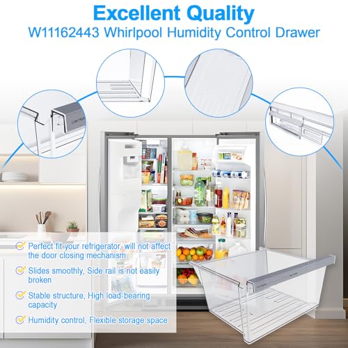 ALVAR W11162443 Refrigerator Crisper Drawer For Whirlpool Fridge Drawer - Image 8