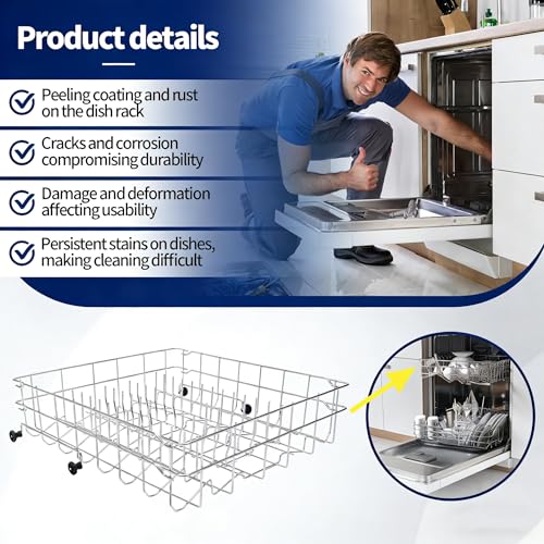 5304535380 Dishwasher Upper Dishrack Replacement, Compatible With Kenmore Crosley Frigidaire Models, Durable Dishwasher Upper Rack, 154331502 5304498202 5304498220 5304517202 5304517201 AP7215765 - Image 8