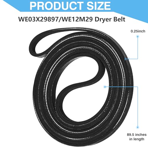WE12M29 WE03X29897 Dryer Belt (89.5in) fits for Whirlpool, Hotpoint, GE Dryer Belt Replacement, Replace for Dryer Drum Drive Belt WE12M22, WE12M33, PS16542496 for GTD33eask0ww, GTD42easj2ww - Image 4