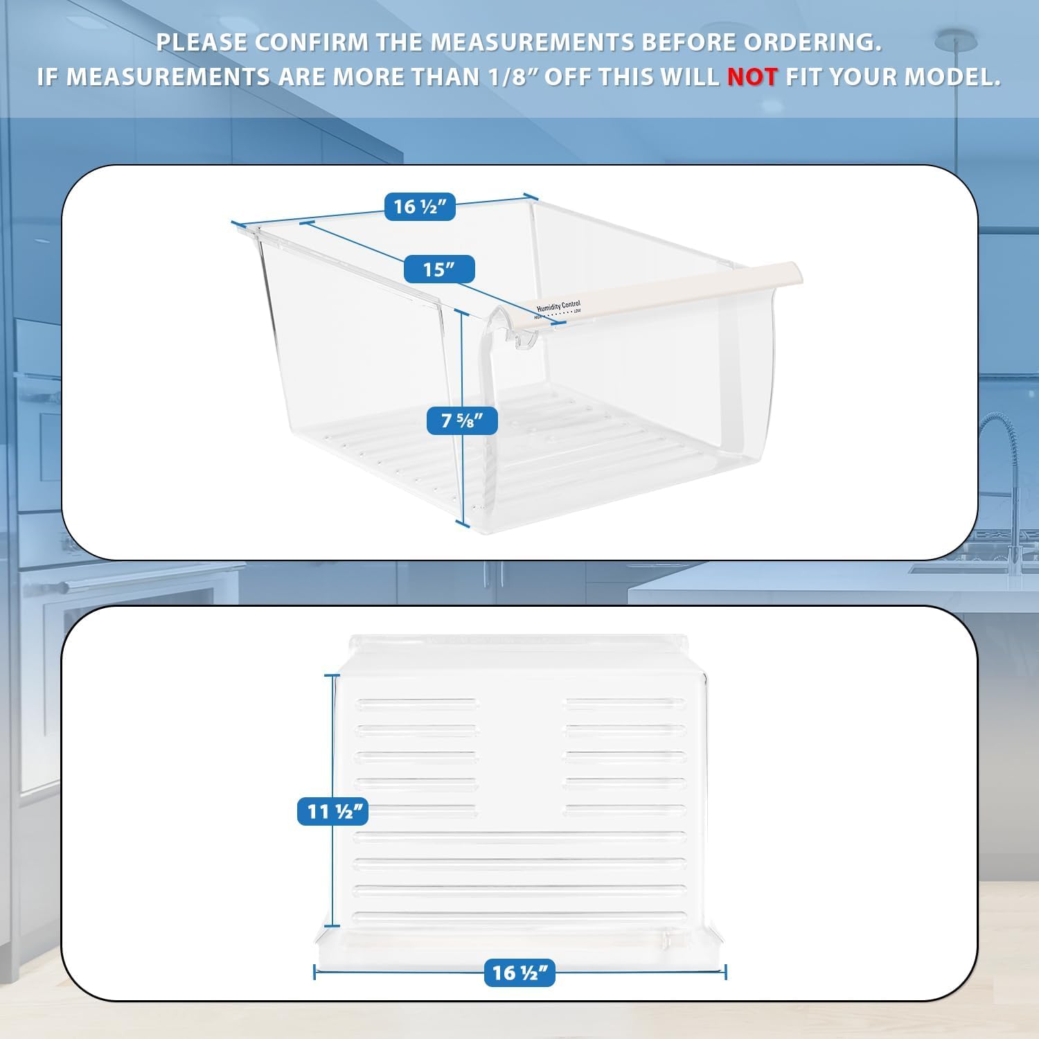 Lifetime Appliance Parts 2188656 Crisper Bin (Upper) Compatible with Whirlpool Refrigerator, Fridge Drawers, Kenmore Refrigerator Parts, Whirlpool Shelf Replacement - WP2188656