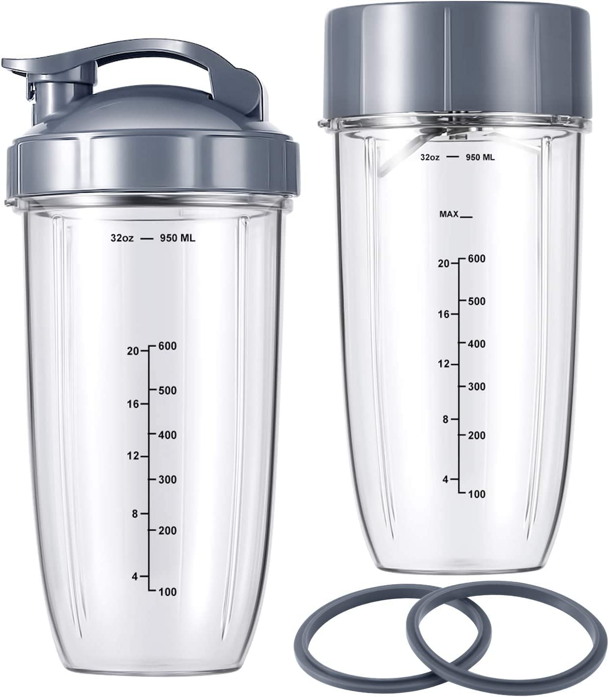 7 Pieces nutribullet Blender Cups & Blade Replacement Set 32oz Huge Cup with 1 Flip-Top To-Go Lid and 1 Lid Ring & Premium Extractor Blade with Compatible with NutriBullet 600w/900w Blender - Image 8