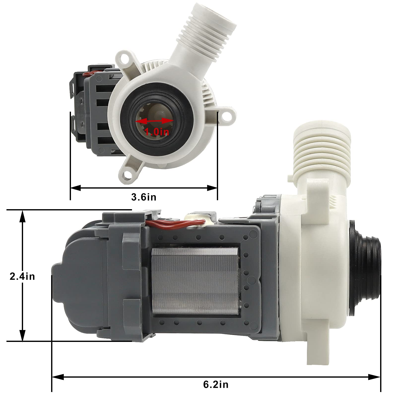W10276397 Washer Drain Pump for Whirlpool Kenmore Mayt-ag Washing Machine-Replaces WPW10276397VP B40-3A 1874334 AP6018417 LP397(10 Years WARRANTY) - Image 6
