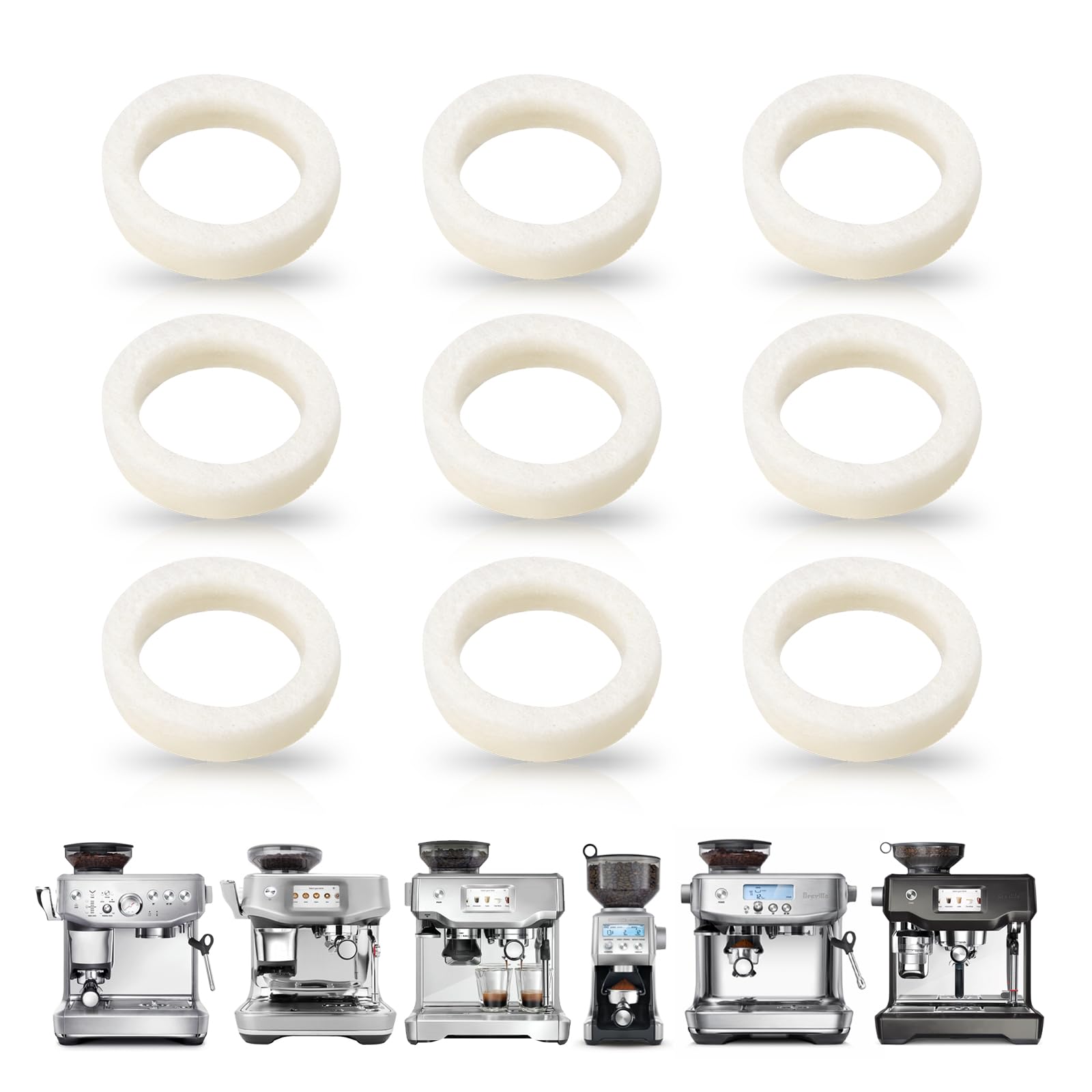 9 Pcs Felt Washer Replacement for Breville Espresso Machine Grinders,Burr Washer Part Compatible with BES870, BES878, BES880, BES980, BES990, BCG600, BCG820,Wool Ring Espresso Machines Accessories - Image 7