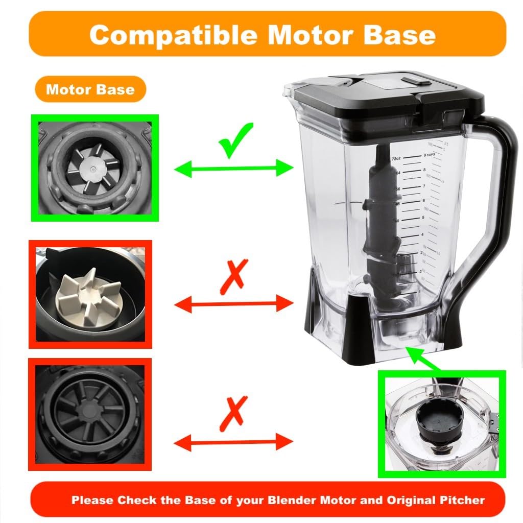Replacement 72oz XL Pitcher with Lid and 6-Blade Assembly Compatible with Ninja Blender BL660, BL770, BL771, BL773, BL740, BL780 - Image 3