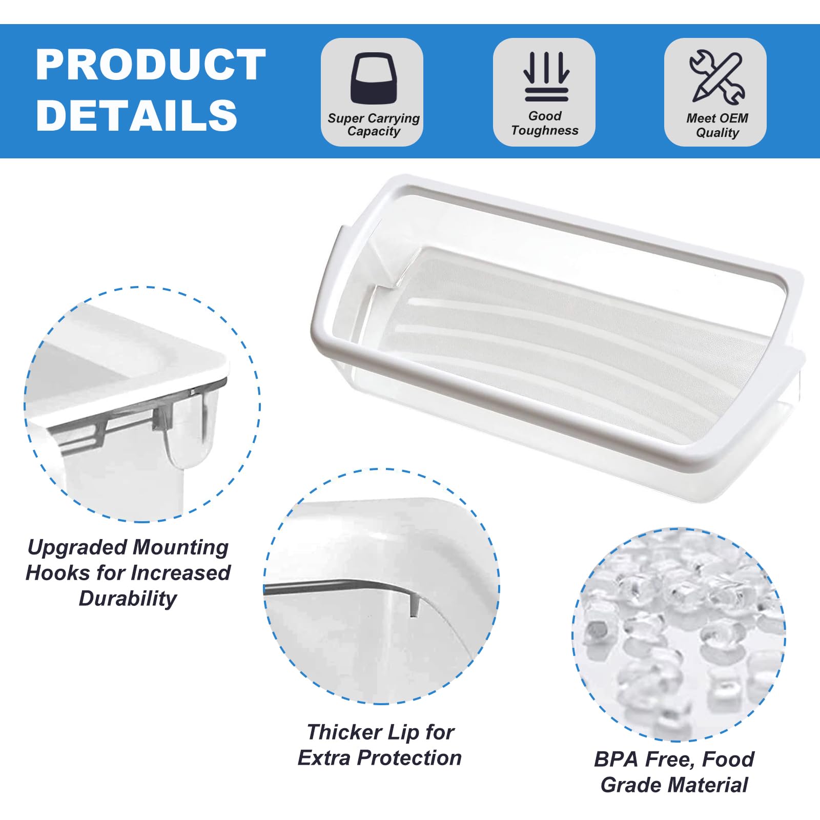 2 PACK Upgraded W10321304 Refrigerator Door Shelf Replacement Compatible with Whirlpool Fridge Door Bin WRS325FDAM01 WRS325FDAM02 WRS325FDAM04 ED5FVGXWS07 - Replace WPW10321304 AP6019471 2179574 - Image 4