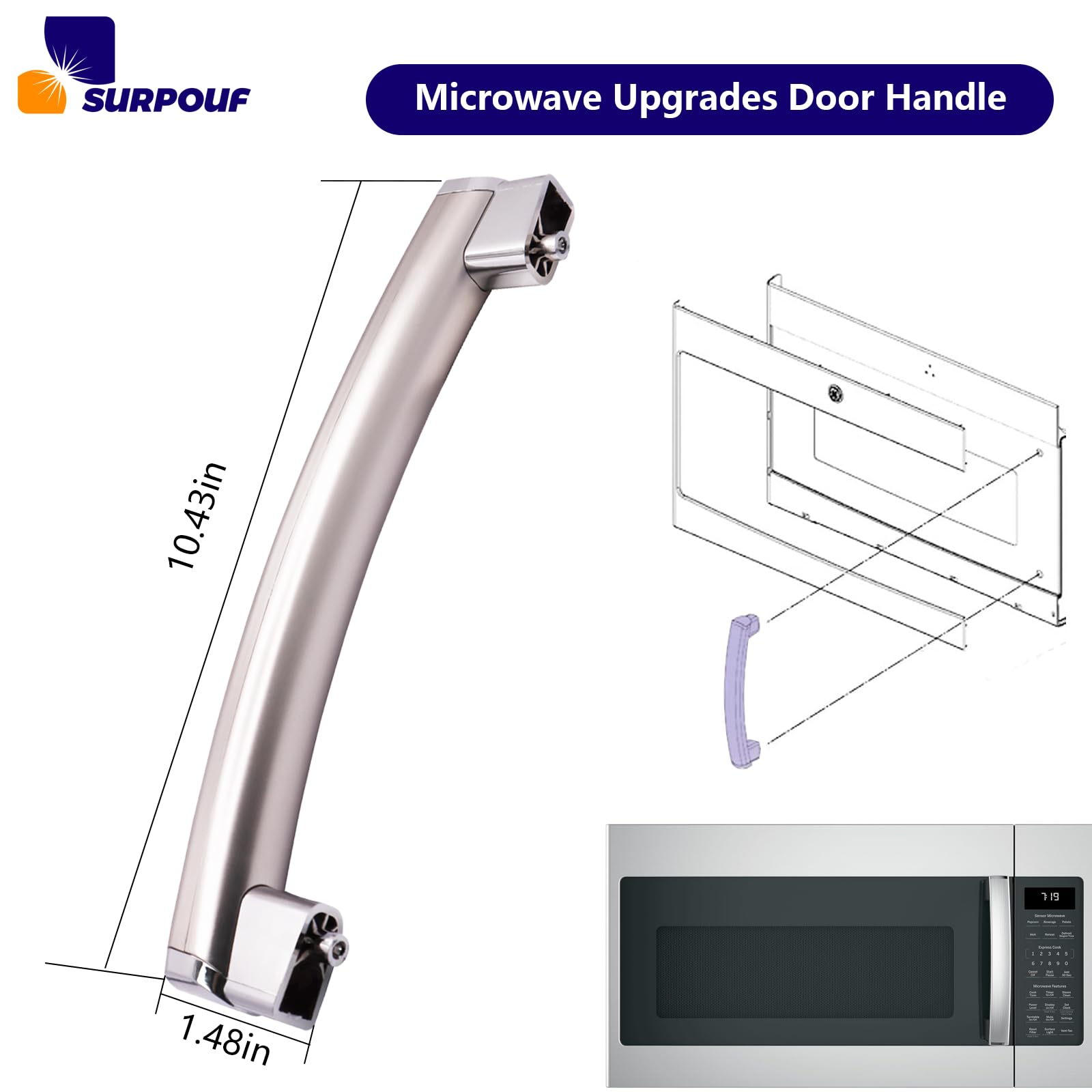 New Upgrade WB15X21101 Microwave Door Handle Compatible with GE Microwave PSA9120SF1SS JNM3163RJ1SS PVM9179SF2SS Replaces 3025571 AP5790530 PS8754188 EAP8754188 - Image 3