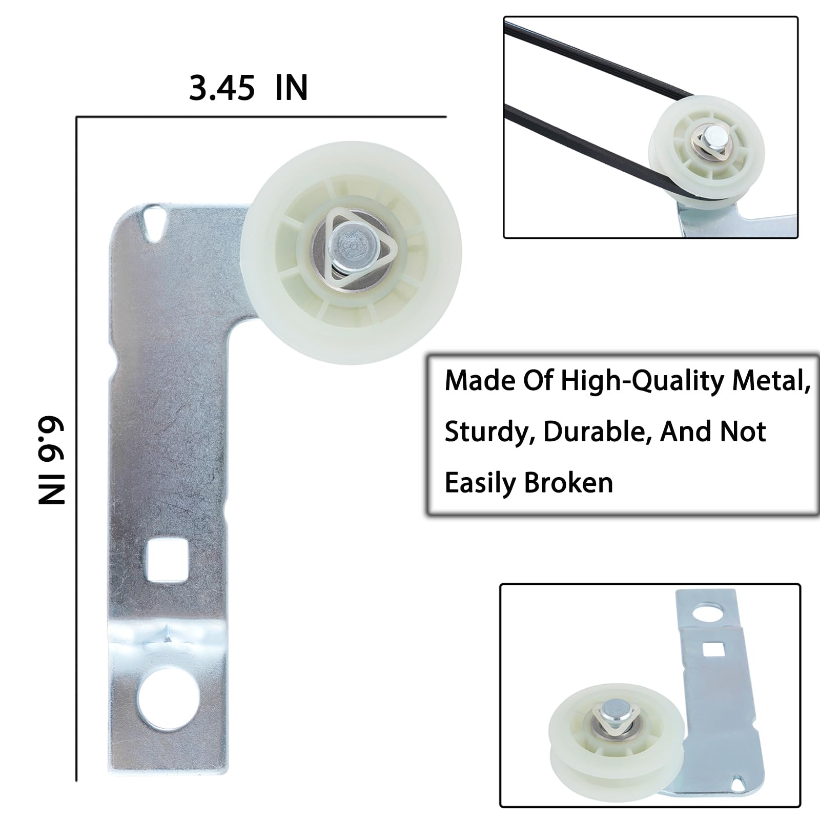 Dryer Idler Pulley Kit Drum Roller Repair Kit May-tag MEDX655DW1/MEDB765FW0/MEDB835DW4/MEDB835DW3/MEDC215EW1/MEDB855DC4/MED5500FW1/MGD5500FW0 Belt Replacement. - Image 5