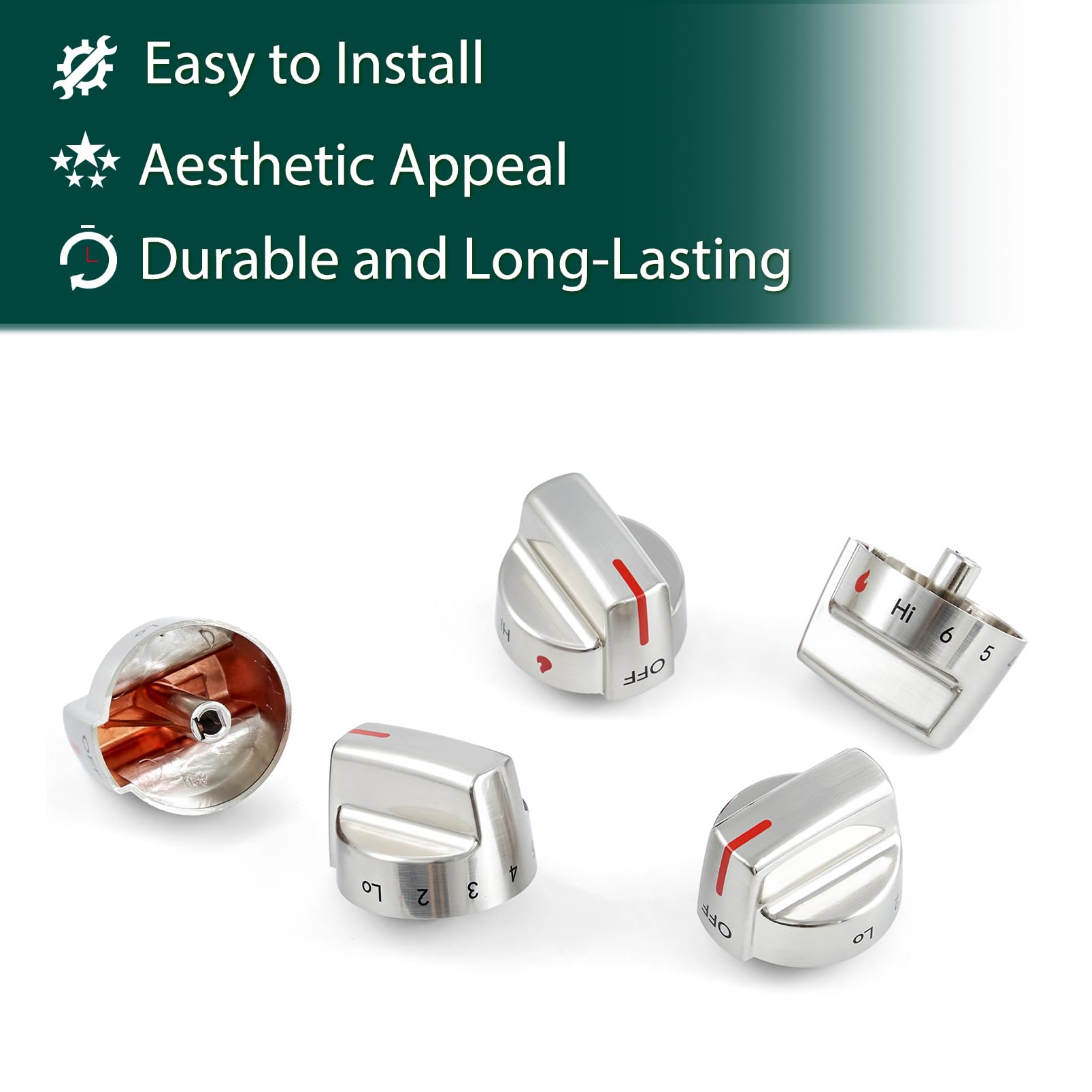 5304509064 Stove Knobs Replacement Parts for Frigidaire Gallery Oven Knob Stove Top Gas Stove Range Cooktop Knob 5304509929 GCRG3060AFC Plastic Range Surface Burner Control Knobs 5 Pcs - Image 6
