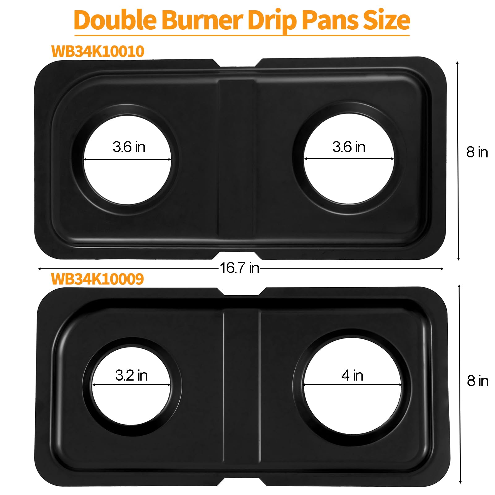 Upgraded Drip Pans Replacement for GE Hotpoint Gas Stove Drip Tray WB34K10009 Right WB34K10010 Left GE Double Oven Burner Drip Pan Spectra Part Gas Drip Bowl Catch Range Cooktop Burner Black 1set - Image 6